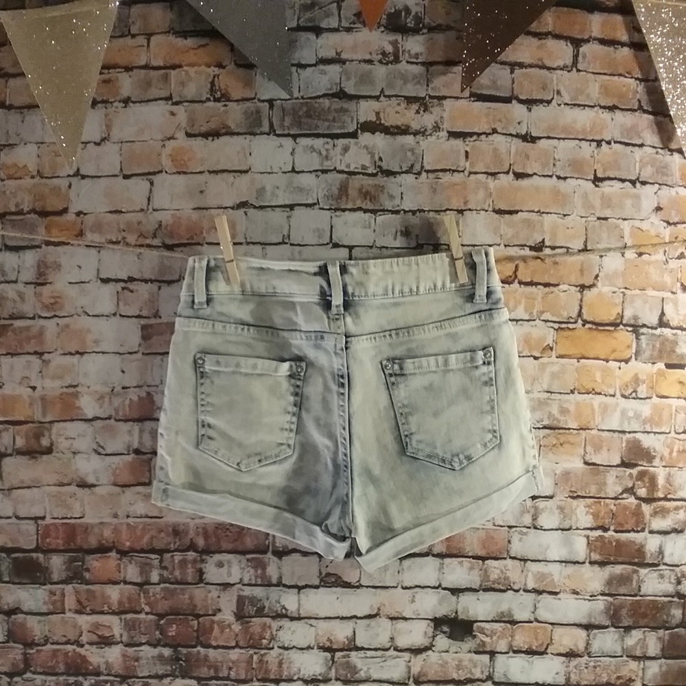 High Waist Acid Wash Denim Shorts